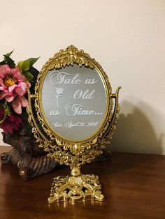 an ornate gold frame with the words sale as old as time