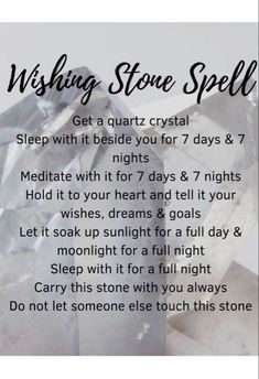 a poem written in black and white with the words wishing stone spell