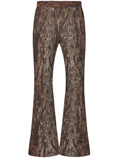 brown/multicolour wood-grain effect cropped pull-on style elasticated waistband mid-rise flared Rosetta Getty, Flared Trousers, Wardrobe Edit, Yoko London, Sustainable Practices, Bell Bottom Pants, Flare Trousers, Boots Fall, Exclusive Fashion