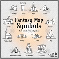 an image of fantasy map symbols