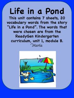 a blue book cover with the words life in a pond