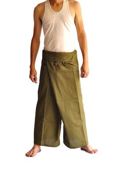 "Perfect Comfortable wear. Also you can wear these in many different occasions. Stay at home or go outside, yoga, shopping, travel etc. Thai pants are great for sauna, spa, meditation, jogging, hiking, trekking and for many purpose. One pouch with coconut buttons in front for storing items such as wallets, mobile phones, and keys Many of your favorite color and enjoy your day with comfortable Thai fisherman Pants. Unisex Men and Women Can Wear) Original Thai fisherman pants is Unique and Stylish Khaki Full-length Cotton Harem Pants, Khaki Cotton Harem Pants, Traditional Wide Leg Pants With Pockets, Traditional Wide-leg Pants With Pockets, Traditional Baggy Wide Leg Pants, Traditional Wide Leg Parachute Pants With Pockets, Traditional Wide Leg Cotton Bottoms, Traditional Wide-leg Parachute Pants With Pockets, Traditional Green Wide-leg Pants