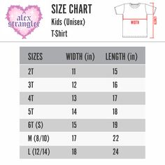 size chart for kids's t - shirt