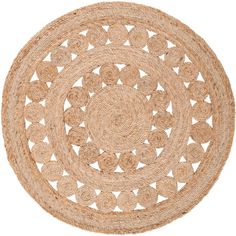 a round woven placemat on a white background with an intricate design in the middle