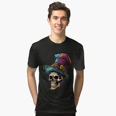 Get my art printed on awesome products. Support me at Redbubble #RBandME: https://www.redbubble.com/i/t-shirt/Skull-Hat-Clown-Jester-by-GarmentGallery/144455860.JZXP1?asc=u Shirt Designs, Tshirt Designs, Hats, For Sale