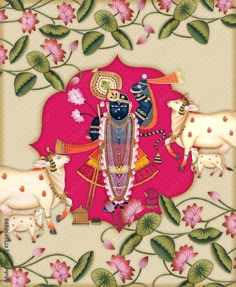 Pichwai Art Wallpaper, Shreenathji Pichwai Painting, Krishna With Cow Paintings, Pichwai Shreenathji, Shrinathji Image, Pichwai Paintings Krishna, Pichwai Paintings Cows, Shrinathji Pichwai Paintings, Pichwai Background