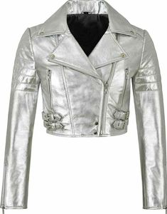 Noorani Womens Lambskin Metallic Silver Leather Celebrity Jacket, Leather Outfit Jacket | Lambskin Classic Womens Silver Motorcycle Jacket | Silver Party Leather Jacket For Ladies| Handmade Quilted Cropped Leather Biker Jacket | Shinny PARTY Leather Jacket Womens Metallic Silver Short Body Cropped Motorcycle Foiled Shine Leather Biker Jacket | Real Lambskin Jacket With Zipper Closure Silver Shiny Metallic Leather Jacket | Lambskin Leather Cropped Motor Biker leather Jacket | Casual Cropped Jacket | Short Jacket | Bolero Style Biker Jacket Slim Fit Jacket | Motor Bolero Shrug Biker Jacket | Slim Fit Quilted Leather Jacket | Wonderful Look for Her |  Best Birthday Gift  Description : Material : Lambskin Leather Lining Material : Satin  Department : Women Colour : Metallic Silver, Metallic Go Silver Leather Jacket, Silver Jacket, Lambskin Jacket, Silver Shorts, Mens Leather Pants, Leather Apron, Motorcycle Leather, Biker Leather, Leather Biker Jacket