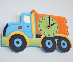 a clock made to look like a toy truck