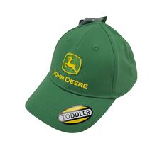 a green hat with the john deere logo on it