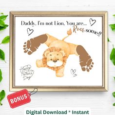 a watercolor painting of a baby lion with the words daddy, i'm not lion