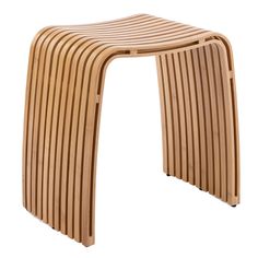 a wooden bench that is made out of wood and has wavy lines on the sides