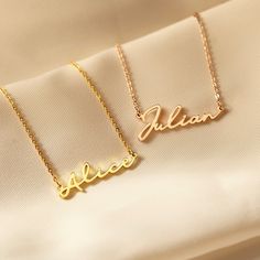 Stylish dainty with a personalized feel, this necklace is a perfect jewelry for everyday and every outfit. ► PERSONALIZED NAME NECKLACE - SCRIPT FONT * Character limits: 9 characters * We don't recommend having all the letters of your name in uppercase with this font. ► HOW TO ORDER & ADD PERSONALIZATION - Select your preferred color and necklace length from the menu.  - Include in the "Add your personalization" box the name for your personalization.  - Add the item to cart and check out. - If you forget leave such note during check out, you can send us a message with your instructions by clicking "Contact Shop Owner" button on the shop home page or "Ask A Question". ► OTHER INFORMATION * Material: High Quality Solid 925 Sterling Silver * Finishing: Silver, Gold or Rose Gold. * All of our Custom Name Necklace As A Gift, Elegant Customizable Charm Necklaces For Birthday Gift, Custom Name Necklace Adjustable For Birthday Gift, Adjustable Custom Name Necklace For Birthday, Custom Name Adjustable Necklace For Birthday, Custom Name Adjustable Necklace For Birthday Gift, Adjustable Name Necklaces For Birthday, Adjustable Birthday Necklaces With Names, Adjustable Name Necklace For Birthday