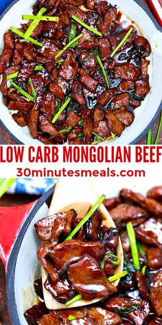 this is an image of slow carb monogian beef