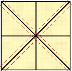 a square with four intersecting lines in the middle and two diagonals on each side