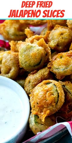 deep fried jalapeno slices with dipping sauce