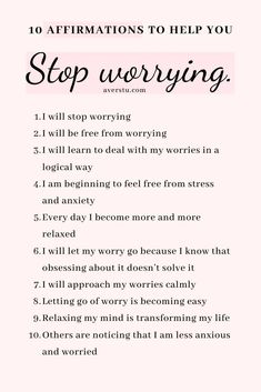 10 Affirmations, Motivation Positive, Self Care Bullet Journal, Daily Positive Affirmations, Stop Worrying, Self Love Affirmations, Positive Self Affirmations, Love Affirmations, Manifestation Affirmations