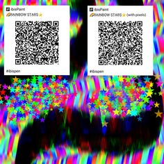 an image of a colorful background with qr - code on the left and rainbow stars on the right