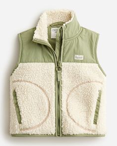 J.Crew: Kids' Colorblock Sherpa Vest For Boys Vest For Boys, Suit Guide, Cute Summer Shirts, Kids Vest, Sherpa Vest, Engineered Garments, Summer Shirts, Denim Fashion, Sweater Shop