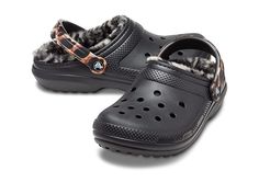 Crocs Classic Lined Animal Print Clog - Shoes : Black/Multi Animal Remix : Wear the Crocs Classic Lined Animal Print Clog all winter long as the original Crocs style gets a winterized, warm and fuzzy update! Engineered for lasting comfort indoors and outdoors, the clog features fully molded and easy to clean Croslite foam construction and a plush lining for added warmth. Synthetic upper. Textile lining. Textile insole. Synthetic outsole. Molded Croslite upper with animal print. Crocs Comfort Lev Lined Crocs, White Crocs, Tie Dye Men, Crocs Clogs, Crocs Classic Clogs, Women's Crocs, White Leopard, Clogs Shoes, Strap Heels