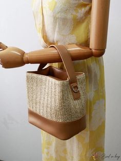 BirdinBag - Stylish Adjustable Shoulder Strap Handbag with Vibrant Contrast Colors - Perfect for Vacations Natural Bucket Shoulder Bag With Detachable Handle, Square Beige Bucket Bag With Top Carry Handle, Versatile Handmade Rectangular Bags, Beige Bucket Box Bag With Handles, Beige Bucket Box Bag, Natural Color Bucket Bag With Removable Pouch, Beige Bucket Shape Shoulder Bag With Top Carry Handle, Pink Backpack, Word Wrap