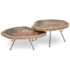 Lastra Coffee Table (Set of 2)-Urbia-URBIA-IPJ-LASTRA-CT-D-Coffee TablesNatural Dark-1-France and Son Coffee Table Set Of 2, Wood Nesting Tables, Geometric Coffee Table, Tall End Tables, Stainless Steel Lighting, Large Coffee Tables, Coffee Table Set, Nesting Coffee Tables, Natural Edge