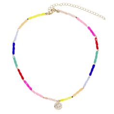 Color Block Charmer Choker Bohemian Summer Jewelry With Letter Beads, Bohemian Letter Beads Jewelry For Festivals, Trendy Multicolor Adjustable Charm Necklaces, Bohemian Summer Beaded Necklaces With Letter Beads, Bohemian Letter Beads Necklace For Summer, Bohemian Summer Beaded Necklace With Letter Beads, Summer Bohemian Beaded Necklace With Letter Beads, Trendy Gold Beads For Summer, Casual Gold Beaded Necklace With Colorful Beads