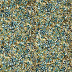 a blue and yellow floral pattern on fabric