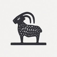 a black and white drawing of a goat