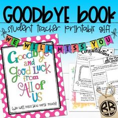 Student Teacher Goodbye Book! Thank You Gift,... by Bricks and Border | Teachers Pay Teachers Student Teaching Goodbye Gifts Kids, Goodbye Teacher, Advice For The Graduate, Teacher Appreciation Gifts Diy