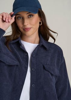 The Corduroy Button Shirt Tailored for Tall Style Elevate Your Casual Fit Introduce a touch of timeless style to your wardrobe with our Corduroy Women's Tall Button-up Shirt. This relaxed-fit women's tall shirt is made from high-quality corduroy, ensuring both comfort and durability. The point collar and double chest patch pockets add classic elements that enhance any casual ensemble. Ideal for a day out with friends or a casual day at the office, this tall women's blouse pairs wonderfully with Corduroy Shirts, Outfit Outer, Scrubs Dress, Cozy Sleepwear, Fall Denim, Long Sleeve Tee Shirts, Tailored Shirts, Tall Women, Clothing Care