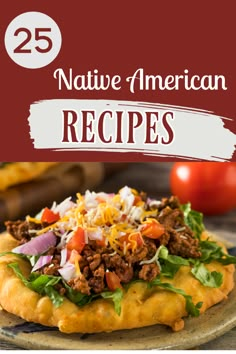 an image of some food on a plate with the words native american recipes above it