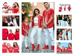 a collage of photos with people dressed in red and white