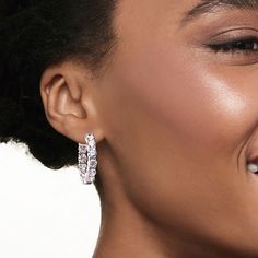 Ross-Simons - 10.00ct t. w. Cubic Zirconia Inside-Outside Hoop Earrings in Silver. 1". Electrify your look with the light of 10.00 ct. t. w. CZs! The round brilliant-cut CZs spark the sterling silver hoop earrings, inside and out. Hanging length is 1". Hinged posts include vault locks for added security. CZ hoop earrings. CZ weights are diamond equivalents. Inside Outside, Sterling Silver Hoop Earrings, Sterling Silver Hoops, Silver Hoops, Silver Hoop Earrings, Round Brilliant, Cubic Zirconia, The Outsiders, Fine Jewelry