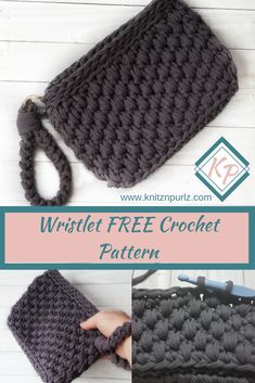 the crochet wristlet free pattern is shown with instructions to make it easier