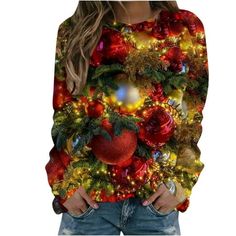 Patlollav Merry Christmas Womens Tops Clearance,Ladies Loose Long Sleeve Round Neck Pullover Tops T-Shirt Dear customer Welcome to PATLOLLAV. We are a fashion store that has been operating on Walmart for many years. Our main products are female clothes, including dresses, shirts, blouses, bikinis, jackets, coats, sweaters, and so on. We are committed to building a female fashion gathering place to satisfy each customer. Therefore, we are willing to hear any suggestions from you, and bring you sa Christmas Sweaters Funny, Womens Christmas Jumper, Tops For Ladies, Ugly Christmas Sweaters, Christmas Tops, Tops Long Sleeve, Clothing Retail, Personalized Clothes, Winter Tops