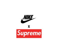 the nike x supreme logo is shown in black and red