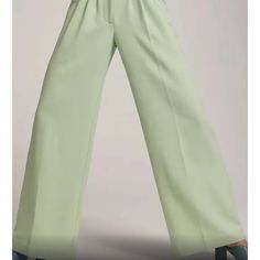 Mint Green Size 4 New With Tags Chic Summer Full Length Pantsuit, Chic Full-length Summer Pantsuit, Chic Full Length Summer Pantsuit, Green Tailored Wide Leg Bottoms, Tailored Wide Leg Green Bottoms, Green Full Length Workwear Bottoms, Green Wide Leg Bottoms For Work, Green Wide-leg Workwear Bottoms, Spring Tailored Pants With Pockets