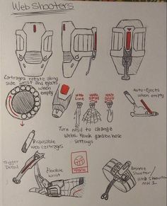 a drawing shows how to use the webshooter and other tools for car repairs