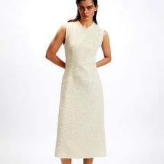 Tweed Drees, Brand New, Midi With Pocket , Lining, Oyster White Chic Tweed Midi Dress, Beige Tweed Workwear Dress, Spring Tweed Midi Dress For Work, Zara Elegant Tweed Dress For Work, Zara Cream Midi Dress For Daywear, Tweed Dresses For Spring Workwear, Spring Tweed Dresses For Work, Spring Tweed Midi Dress Fitted, Zara Tweed Fitted Dress For Work