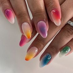 Unghie Sfumate, Kutek Disney, Aura Nails, Nagellack Trends, Easy Nails, Colorful Nails, Almond Nails Designs, Nailed It