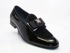 Patent Leather & Suede Slip-On Loafer Black Cordovan Shoes, Dress Loafers, Shoe Horn, Shoe Tree, Rhinestone Flower, Horse Hair, Suede Shoes, Shoe Box, Leather And Lace