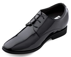 For a true fit and a bit of extra height, you need the Calden K911929 3 inches taller (black patent leather) dress shoe. These Elevator Shoes immediately make a difference in how tall you stand. You will not only see it but feel it thanks to the comfort sole. The classic style of these height increase shoes is highlighted by the semi-patent shiny leather and plain toe. When it comes to man high heels, these do the job with a one-inch heel and 4 3/4 shaft. This shoe runs true to size. Notice the Men High Heels, Formal Dress Shoes, Patent Leather Dress, Elevator Shoes, Dress Shoes For Men, Height Increase, Leather Dress Shoes, Three Piece Suit, Dress Shoe