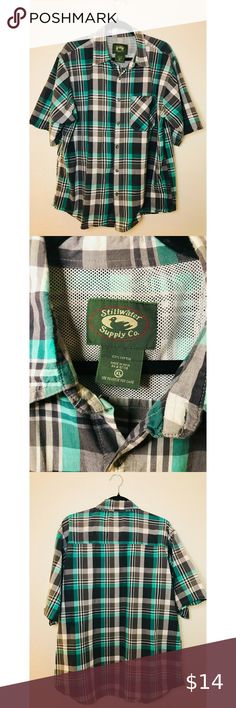 Stillwater Supply Co. Men's Short Sleeve Plaid Button Up, Size XL Still Water, Men Short Sleeve, Mens Short, Button Up