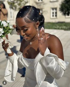 Wedding Hairstyles For Afro Hair, Ponytail For Wedding Black Women, Slick Back Bun Natural Hair Black Women Wedding, Graduation Hairstyles With Natural Hair, Wedding Hair Ponytail Black Women, Afro Bridesmaid Hairstyles, Black Wedding Ponytail Hairstyles, Natural Hair Wedding Styles Updo