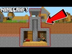 an image of a minecraft house with a red arrow pointing to it