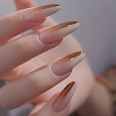 PRICES MAY VARY. 【Service Guarantee】If you have any questions about this long fake nails, please feel free to contact us by Email. In case of transportation damage or quality problems, REPLACEMENT guarantee is provided. 【Eco-Friendly】Our almond fake nails are made of environmentally friendly ABS resin material, which is non-toxic, tasteless and environmentally friendly. 【Package Contents】24 PCS Press on Nails & A Nail File & Jelly Glue Stickers.(Durability of jelly glue is NOT as good as liquid Nails Amazon, Brown Acrylic, Nagel Tips, Nail Type, Fake Nails With Glue, Nails White, Gel Art, Ballerina Nails, Nails Almond