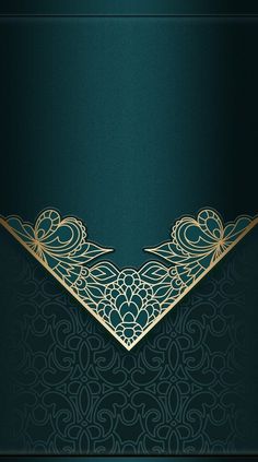 a green and gold background with an ornate design