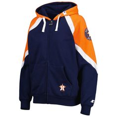 Stay warm on game day with this Hail Mary full-zip by Starter. A spirited Houston Astros design with bold graphics puts your team spirit front and center. Plus, a midweight construction and French Terry fabric make this hoodie the ultimate layering option. Hooded Officially licensed Midweight hoodie suitable for moderate temperatures French terry fleece Machine wash, tumble dry low Material: 60% Cotton/40% Polyester Long sleeve Two front pockets Imported Full Zip Full-zip Hood with drawstring Co Minute Maid Park, Minute Maid, Hail Mary, Terry Fabric, French Terry Fabric, Bold Graphics, Houston Astros, Color Stripes, Full Zip Hoodie