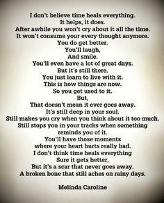 a poem written in black and white with the words, i don't believe time heal