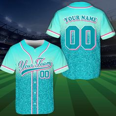 a baseball jersey with the name your team on it in front of an empty stadium